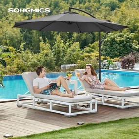 SONGMICS чадър 300 см със стойка UV защита до UPF 50+ - Сив