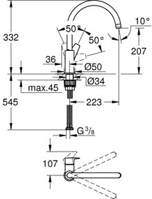 Висока кухненска батерия Grohe BauEdge