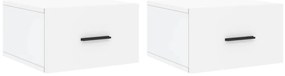 829853 vidaXL Нощни шкафчета за стенен монтаж, 2 бр, бели, 35x35x20 см