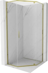 Mexen Exo-R петоъгълен душ параван 90 x 90 см, прозрачен, златист - 812-090-090-50-00