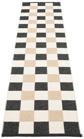 Черна и кремава пътека за открито и закрито 70x300 cm Pix Black Vanilla – Pappelina