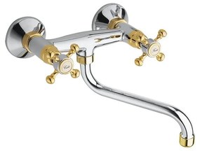 Стенна батерия за мивка в лъскаво-сребрист и златист цвят (1 изход) Antea – Sapho