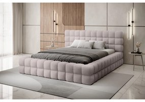 Светлорозово двойно легло 160x200 cm тапицирано с място за съхранение с включена подматрачна рамка Dizzle – ELTAP