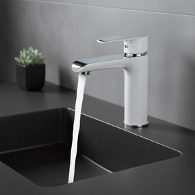 Смесител за мивка REA Bloom White Chrom Low