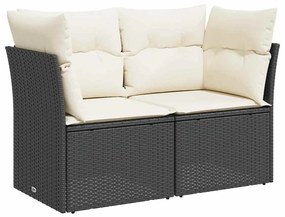 365998 vidaXL Градински диван с възглавници 2-местен черен полиратан