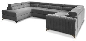 Тъмносив сгъваем/с място за съхранение ъглов диван (ляв ъгъл/U форма) Louis – ELTAP