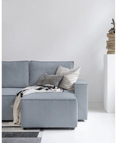 Светлосив разтегателен ъглов диван от рипсено кадифе (променлив) Brave Dave – Miuform