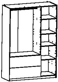 Гардероб Coben Трикрилен-дъб
