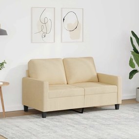 359157 vidaXL 2-местен диван, кремав, 120 см, текстил