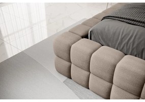 Светлокафяво двойно легло 140x200 cm тапицирано с място за съхранение с включена подматрачна рамка Dizzle – ELTAP