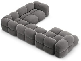 Сив кадифен ъглов диван (десен ъгъл/U форма) Loretto – Cosmopolitan Design