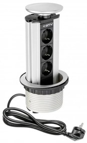 GTV AE-BPW3GS-80 Pull-out контакт за вгражд., 3х Schuko, кабел 1,5 м, сребрист