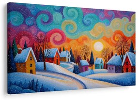 Картина на платно Коледна – Зимна магия на селцето