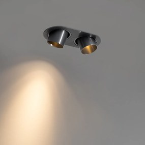 Кръгъл вграден прожектор тъмно сив GU10 35 mm накланящ се 2-светлинен - Installa