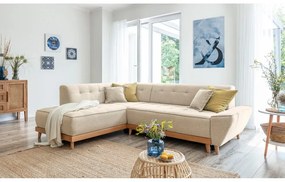 Бежов ъглов разтегателен диван ляв ъгъл, Dazzling Daisy - Miuform