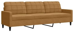 4007651 vidaXL 3-местен диван, кафяв, 210 см, кадифе