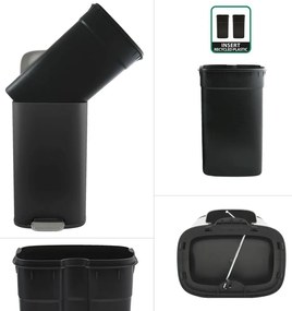 Матово черно стоманено кошче за боклук с педал 50 l Akira – Spirella