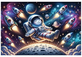 Фототапет – Весел астронавт сред ракети
