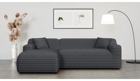 Тъмносив ъглов диван от рипсено кадифе (ляв ъгъл) Martin – Ropez