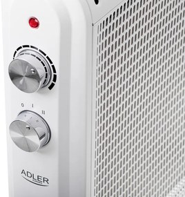 Конвекторен отоплител Adler AD 7750, 2000W, 2 степени, Регулируем термостат, IP24, Защита, Бял/сив