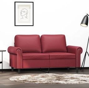 359502 vidaXL 2-местен диван, виненочервен, 120 см, изкуствена кожа