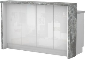 Островна кухненска пейка Raval-Length: 160 cm.-White glossy-Siena Marble