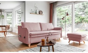 Светлорозов разтегателен диван 225 cm Charming Charlie – Miuform