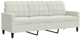 4007642 vidaXL 3-местен диван, кремав, 180 см, кадифе
