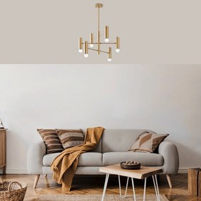 Висящо осветително тяло в златисто с метален абажур Gharib – Opviq lights