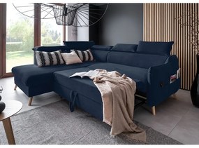 Тъмносин кадифен ъглов диван (ляв ъгъл) Sweet Harmony - Miuform