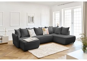 Тъмносив ъглов разтегателен диван (десен ъгъл) Leon - Bobochic Paris