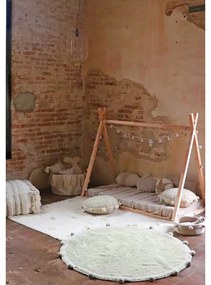 Ръчно изработен памучен детски килим подходящ за пране в цвят каки и кремаво 120x160 cm Hippy Dots Olive – Lorena Canals