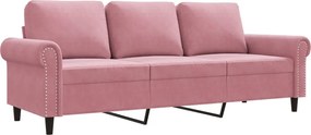 359542 vidaXL 3-местен диван, розов, 180 см, кадифе
