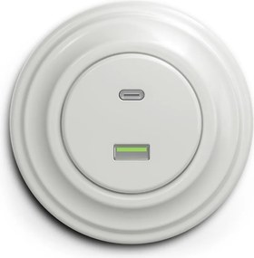 Kliklap - Ретро USB контакт A+C с рамка от бяла керамика