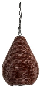 Кафяво висящо осветително тяло с дървен абажур ø 40 cm Kabinda – Light &amp; Living