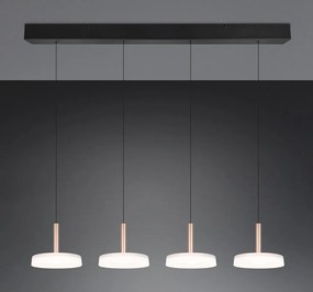 Черно-бяло и златисто LED затъмняващо се висящо осветително тяло със стъклен абажур Celeste – Trio