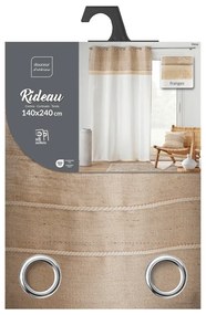 Бяло/кафяво перде със смес от юта 140x240 cm Cirrus – douceur d'intérieur