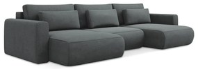Тъмносив разтегателен ъглов диван с място за съхранение (U форма) Kapua – Makamii