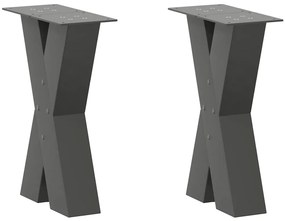 4012954 vidaXL Крака за масичка за кафе, X-образни, 2 бр., антрацит, 38 x (42-43) см, стомана