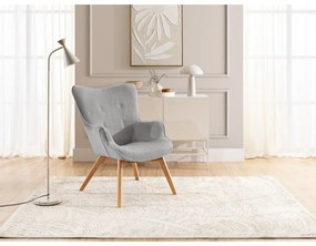 Сив фотьойл с табуретка от рипсено кадифе Niko – Ropez