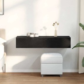 859987 vidaXL Стенен рафт с чекмеджета, черен, 100x36x19 см, инженерно дърво