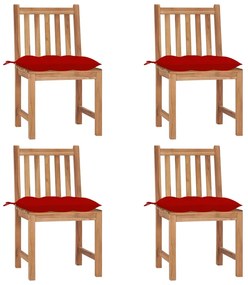 3073109 vidaXL Градински столове 4 бр с възглавници тиково дърво масив