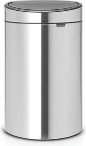 Кош за боклук Brabantia Touch Bin New 649734, 40 л, Безшумно и плавно затваряне, Плосък гръб, Устойчив на пръстови отпечатъци, Инокс/мат