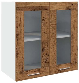 856167 vidaXL Кухненски стенен шкаф "Lyon" със стъклена врата, старо дърво, 60x31x60 см