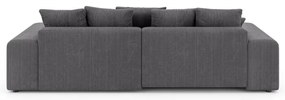 Сив разтегателен ъглов диван с място за съхранение от рипсено кадифе (променлив) Luma – Ropez