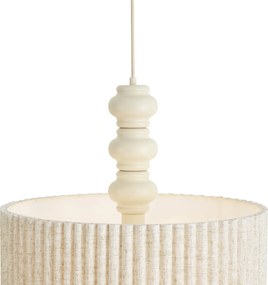 Japandi висяща лампа бежова с ленен абажур 3 светлини - Fedde