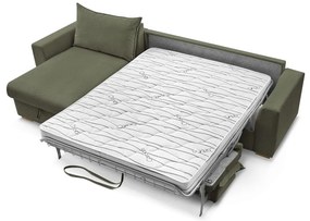 Зелен разтегателен ъглов диван от рипсено кадифе (променлив) Augustin – Bobochic Paris