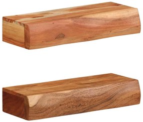 373629 vidaXL Стенни рафтове, 2 бр, 40x17x8 см, акациево дърво масив