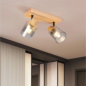 Brilagi - Точково осветително тяло HYGGE 2xE14/15W/230V дърво/опушено