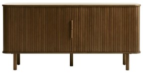 Кафяв нисък скрин в дъбов декор с плъзгащи се врати 76x160 cm Cavo - Unique Furniture